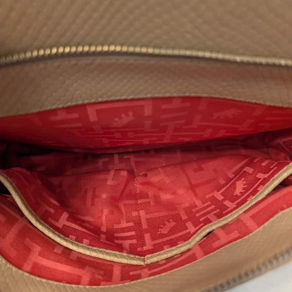 Elaine Turner Tan Snakeskin Embossed Leather Bamboo Handle Satchel Crossbody Bag - Picture 14 of 16